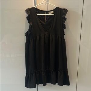 Altar’d State size L Black Ruffled Sleeveless Babydoll Dress